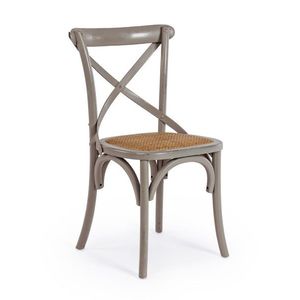 Scaun Cross, Bizzotto, 50.5x52x87 cm, lemn de ulm/ratan, gri inchis imagine