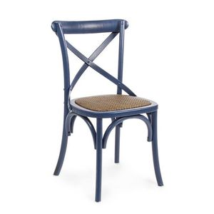 Scaun Cross, Bizzotto, 50.5x52x87 cm, lemn de ulm/ratan, albastru imagine