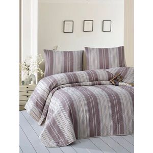 Cuvertura matlasata dubla, Lima - Brown, EnLora Home, 70% bumbac / 30% poliester imagine