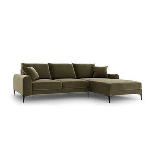 Coltar dreapta, Madara, Mazzini Sofas, 5 locuri, black legs, 254x182x90 cm, catifea, verde imagine