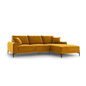 Coltar dreapta, Madara, Mazzini Sofas, 5 locuri, black legs, 254x182x90 cm, catifea, galben imagine