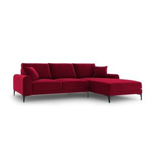 Coltar dreapta, Madara, Mazzini Sofas, 5 locuri, black legs, 254x182x90 cm, catifea, rosu imagine
