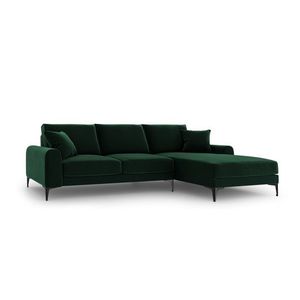 Coltar dreapta, Madara, Mazzini Sofas, 5 locuri, black legs, 254x182x90 cm, catifea, verde bottle imagine