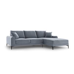 Coltar dreapta, Madara, Mazzini Sofas, 5 locuri, black legs, 254x182x90 cm, catifea, albastru deschis imagine