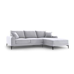 Coltar dreapta, Madara, Mazzini Sofas, 5 locuri, black legs, 254x182x90 cm, catifea, argintiu imagine