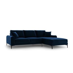 Coltar dreapta, Madara, Mazzini Sofas, 5 locuri, black legs, 254x182x90 cm, catifea, albastru regal imagine