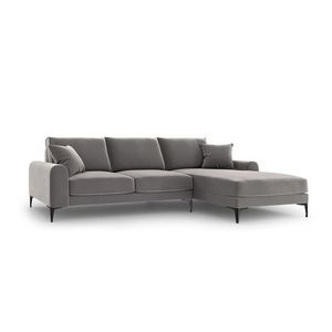 Coltar dreapta, Madara, Mazzini Sofas, 5 locuri, black legs, 254x182x90 cm, catifea, gri deschis imagine