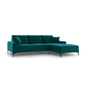 Coltar dreapta, Madara, Mazzini Sofas, 5 locuri, black legs, 254x182x90 cm, catifea, turcoaz imagine