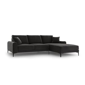 Coltar dreapta, Madara, Mazzini Sofas, 5 locuri, black legs, 254x182x90 cm, catifea, gri inchis imagine