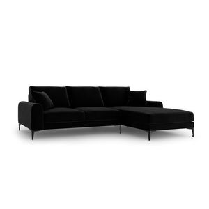 Coltar dreapta, Madara, Mazzini Sofas, 5 locuri, black legs, 254x182x90 cm, catifea, negru imagine