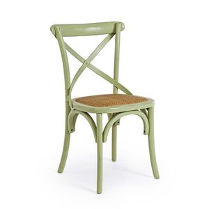 Scaun Cross, Bizzotto, 50.5x52x87 cm, lemn de ulm/ratan, verde imagine
