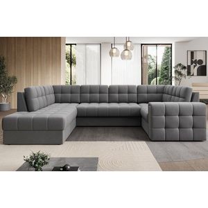 Coltar extensibil stanga 5 locuri ELTAP, LT-04SO, Blewett, 299x198x82 cm, lemn/poliester, gri imagine