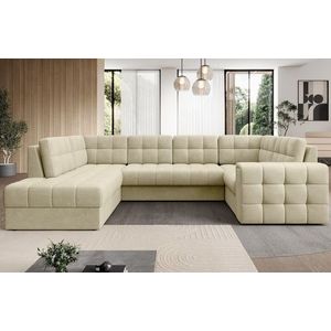 Coltar extensibil stanga 5 locuri ELTAP, LT-04MO, Blewett, 299x198x82 cm, lemn/poliester, bej imagine