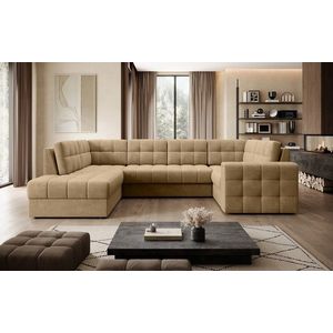 Coltar extensibil stanga 5 locuri ELTAP, LT-09MO, Blewett, 299x198x82 cm, lemn/poliester, maro deschis imagine