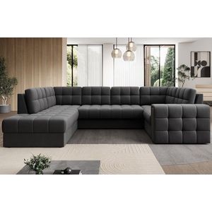 Coltar extensibil stanga 5 locuri ELTAP, LT-06SO, Blewett, 299x198x82 cm, lemn/poliester, gri inchis imagine