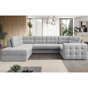 Coltar extensibil stanga 5 locuri ELTAP, LT-84MO, Blewett, 299x198x82 cm, lemn/poliester, gri deschis imagine