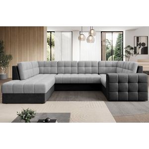 Coltar extensibil stanga 5 locuri ELTAP, LT-84MO-97MO, Blewett, 299x198x82 cm, lemn/poliester, gri deschis/gri inchis imagine