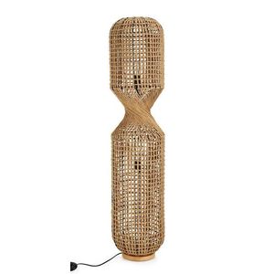 Lampadar Malabo, Bizzotto, D30x135 cm, 2 x E27, 40W, metal/hartie impletita, natural imagine
