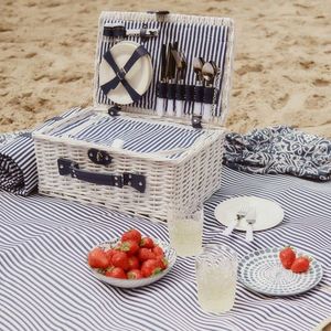 Cos de picnic 4 persoane Orlando, Homla, 46x30x20 cm, cu patura de picnic 130x150 cm, alb imagine