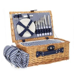 Cos de picnic 4 persoane Orlando, Homla, 46x30x20 cm, cu patura de picnic 130x150 cm, natural imagine