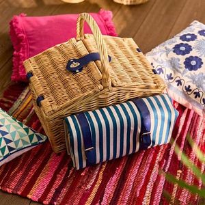 Cos de picnic 4 persoane Orlando, Homla, 40x28x20 cm, rachita/inox, natur imagine