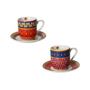Set 2 cesti cu farfurie Miami, Brandani, 100 ml, portelan imagine