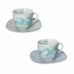 Set 2 cesti cu farfurie Opera, Brandani, 180 ml, portelan imagine