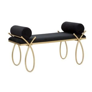 Bancheta Ribbon Black, Mauro Ferretti, 112.5 x 49 x 53 cm, fier/poliester imagine