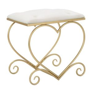 Taburet Heart, Mauro Ferretti, 50x37.5x51.5 cm, catifea, crem imagine