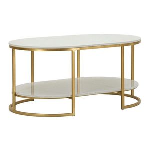 Masuta de cafea Izmir, Mauro Ferretti, 90x60x45 cm, fier/marmura, auriu/alb imagine