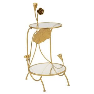 Masuta de cafea Flowers, Mauro Ferretti, 40x78 cm, fier/sticla, auriu imagine