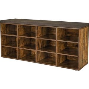 Bancheta cu pantofar Vasagle, 12 compartimente, 104x30.3x48 cm, max 136 kg, PAL, maro rustic imagine