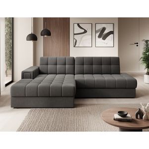 Coltar extensibil stanga 3 locuri ELTAP, LT-06SO, Blezalt, 240x150x82 cm, lemn/poliester, gri inchis imagine
