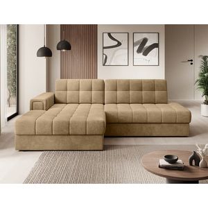 Coltar extensibil stanga 3 locuri ELTAP, LT-09MO, Blezalt, 240x150x82 cm, lemn/poliester, bej inchis imagine