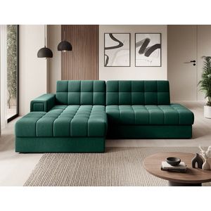 Coltar extensibil stanga 3 locuri ELTAP, LT-35LU, Blezalt, 240x150x82 cm, lemn/poliester, verde inchis imagine