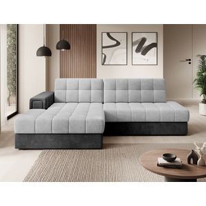 Coltar extensibil stanga 3 locuri ELTAP, LT-84MO-97MO, Blezalt, 240x150x82 cm, lemn/poliester, gri deschis/gri inchis imagine