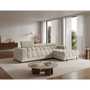 Coltar extensibil dreapta 3 locuri ELTAP, RT-18AU, Felro, 285x181x93 cm, lemn/poliester, bej inchis imagine