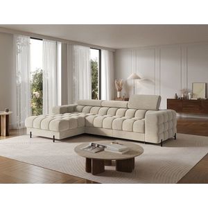 Coltar extensibil dreapta 3 locuri ELTAP, LT-18AU, Felro, 285x181x93 cm, lemn/poliester, bej inchis imagine