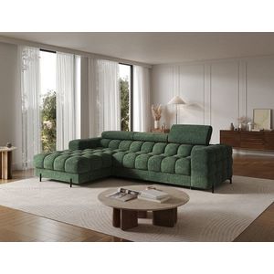 Coltar extensibil dreapta 3 locuri ELTAP, LT-35AMO, Felro, 285x181x93 cm, lemn/poliester, verde inchis imagine