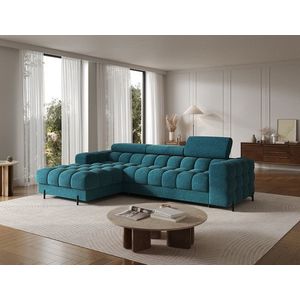Coltar extensibil dreapta 3 locuri ELTAP, LT-40AMO, Felro, 285x181x93 cm, lemn/poliester, albastru imagine