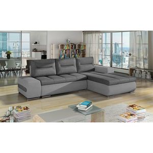 Coltar extensibil dreapta 4 locuri ELTAP, Ov36, Ottavio, 275x180x85 cm, lemn/poliester, gri inchis/gri imagine