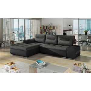Coltar extensibil stanga 4 locuri ELTAP, Ov38, Ottavio, 275x180x85 cm, lemn/poliester, gri inchis/negru imagine