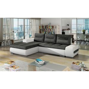 Coltar extensibil stanga 4 locuri ELTAP, Ov39, Ottavio, 275x180x85 cm, lemn/poliester, gri inchis/alb imagine