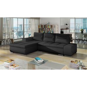 Coltar extensibil stanga 4 locuri ELTAP, Ov41, Ottavio, 275x180x85 cm, lemn/poliester, negru imagine