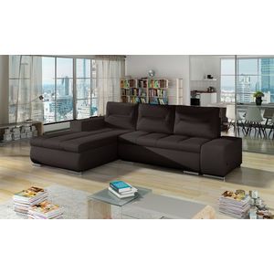 Coltar extensibil stanga 4 locuri ELTAP, Ov43, Ottavio, 275x180x85 cm, lemn/poliester, maro inchis imagine