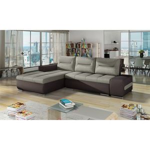 Coltar extensibil stanga 4 locuri ELTAP, Ov44, Ottavio, 275x180x85 cm, lemn/poliester, bej/maro inchis imagine