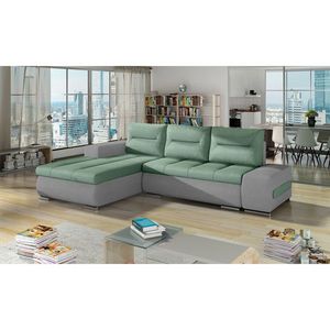 Coltar extensibil stanga 4 locuri ELTAP, Ov45, Ottavio, 275x180x85 cm, lemn/poliester, verde menta/gri inchis imagine