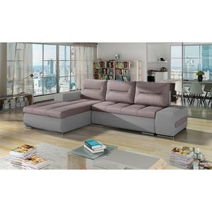 Coltar extensibil stanga 4 locuri ELTAP, Ov47, Ottavio, 275x180x85 cm, lemn/poliester, roz/gri inchis imagine