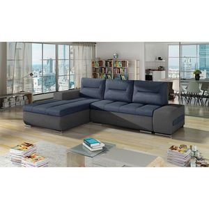 Coltar extensibil stanga 4 locuri ELTAP, Ov48, Ottavio, 275x180x85 cm, lemn/poliester, albastru/gri inchis imagine