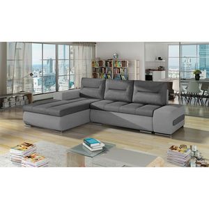 Coltar extensibil stanga 4 locuri ELTAP, Ov49, Ottavio, 275x180x85 cm, lemn/poliester, gri inchis/gri imagine